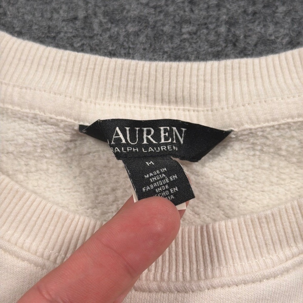 Lauren Ralph Lauren Black Label Sweatshirt Womens Medium Cream Crest Oversize - Picture 3 of 10